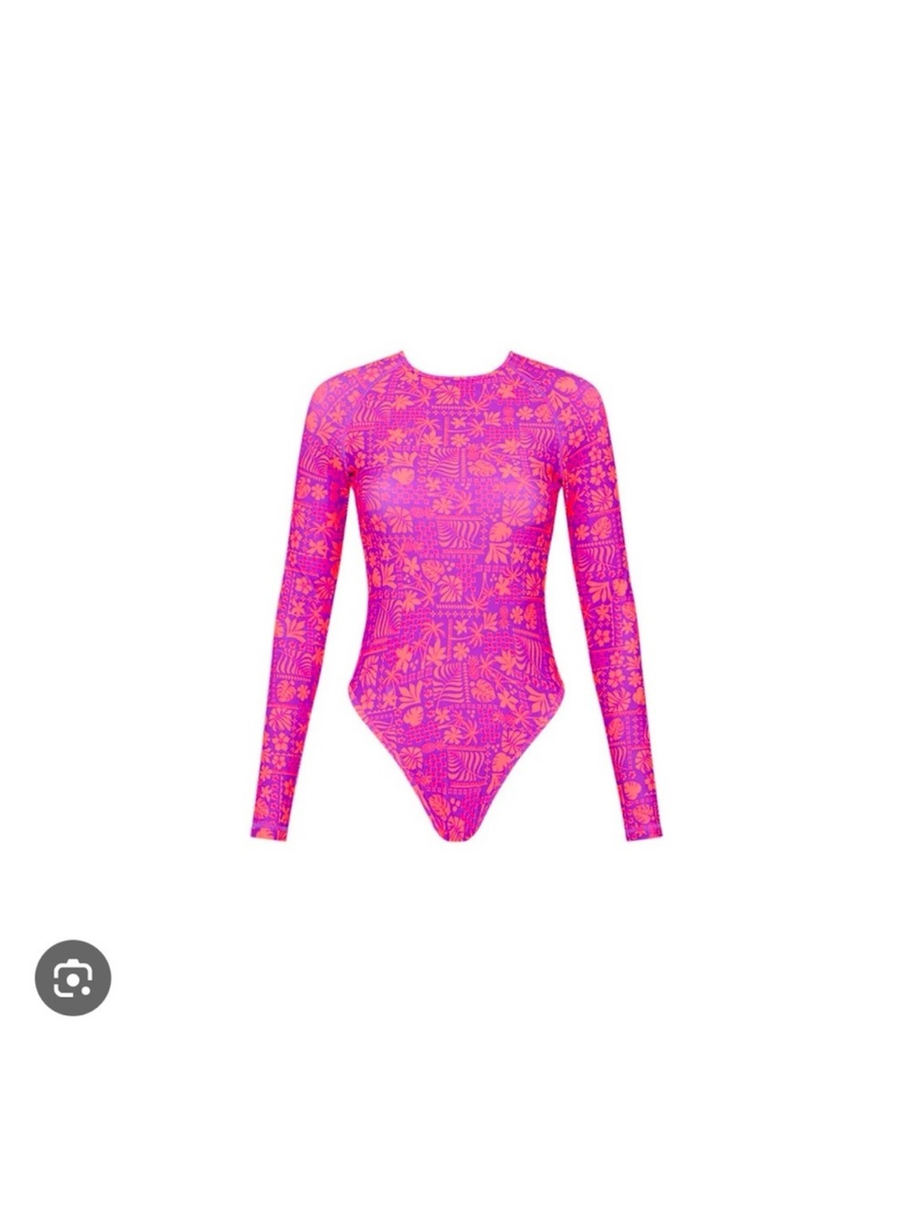 Kulani Kinis Pink Floral Long-Sleeve One-Piece Swimsuit